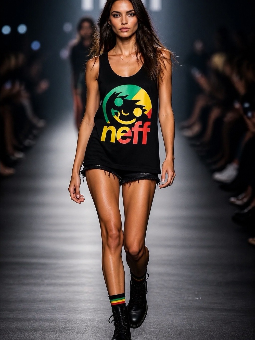 Neff Black Tank Top with Multicolor Logo